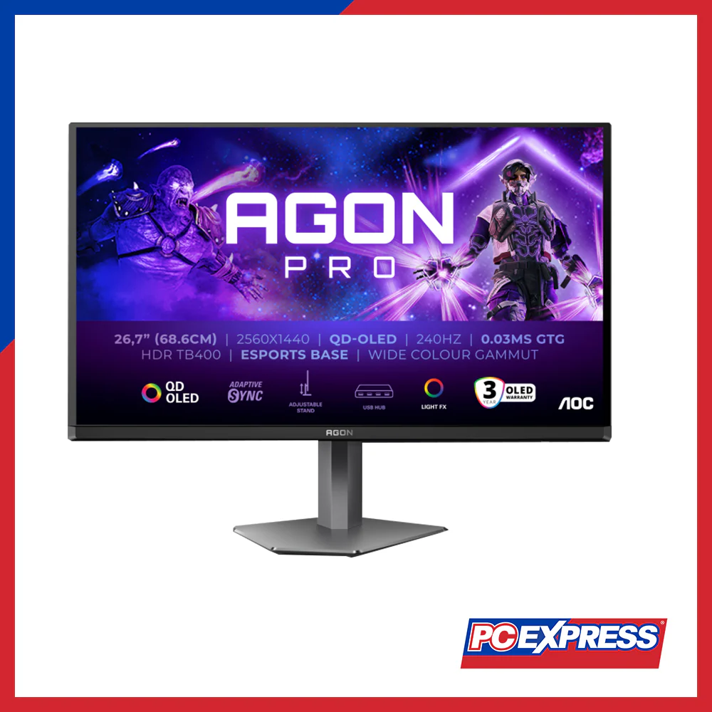 AOC 26.5" Agon Pro AG276QZD2 240Hz QD-OLED Gaming Monitor - Black