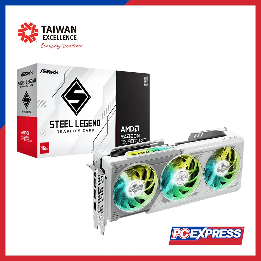 ASROCK AMD Radeon™ RX 9070 XT Steel Legend 16GB GDDR6 (RX9070XT SL 16G) 256-bit ARGB Graphics Card