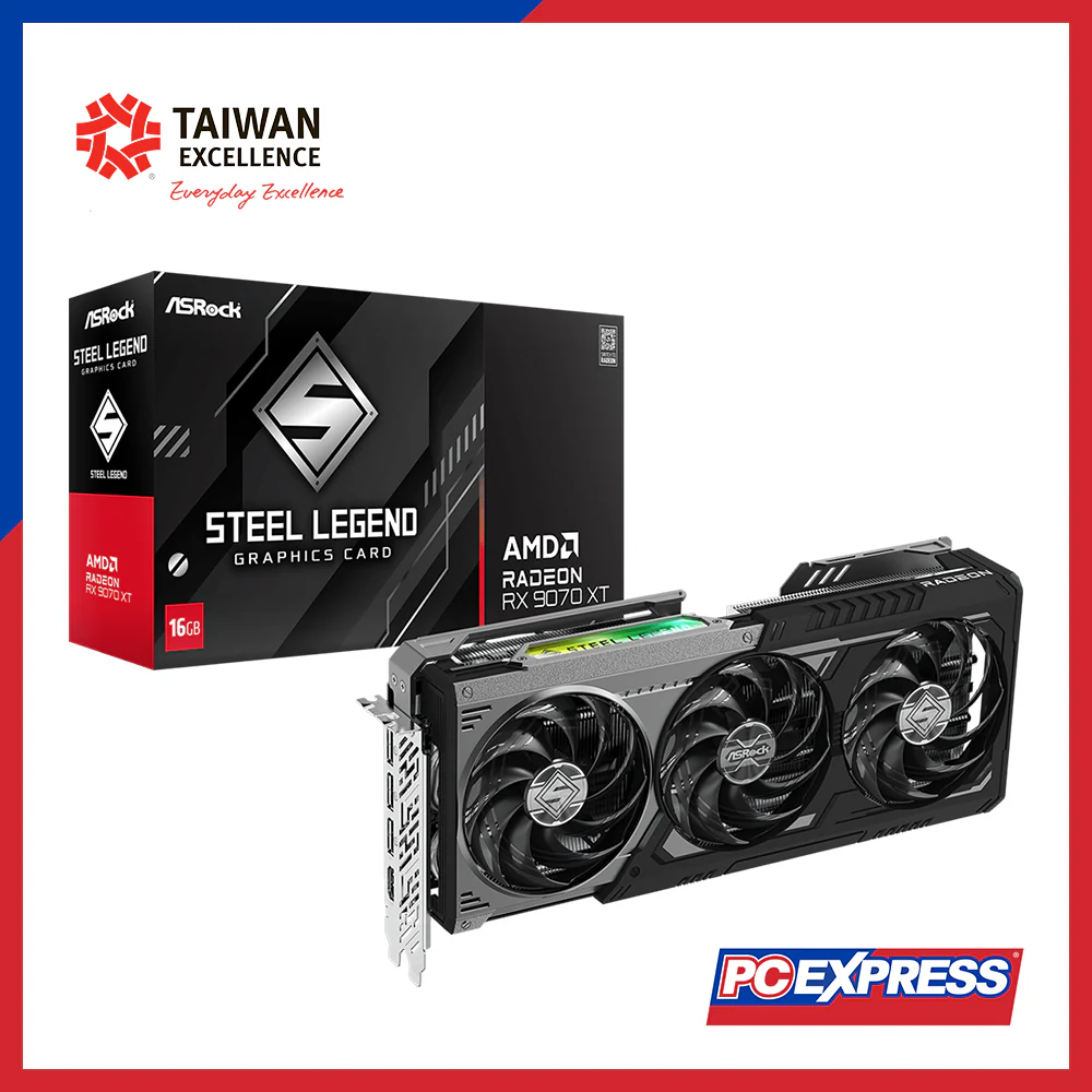 ASROCK AMD Radeon™ RX 9070 XT Steel Legend Dark 16GB GDDR6 256-bit ARGB (RX9070XT SLD 16G) Graphics Card