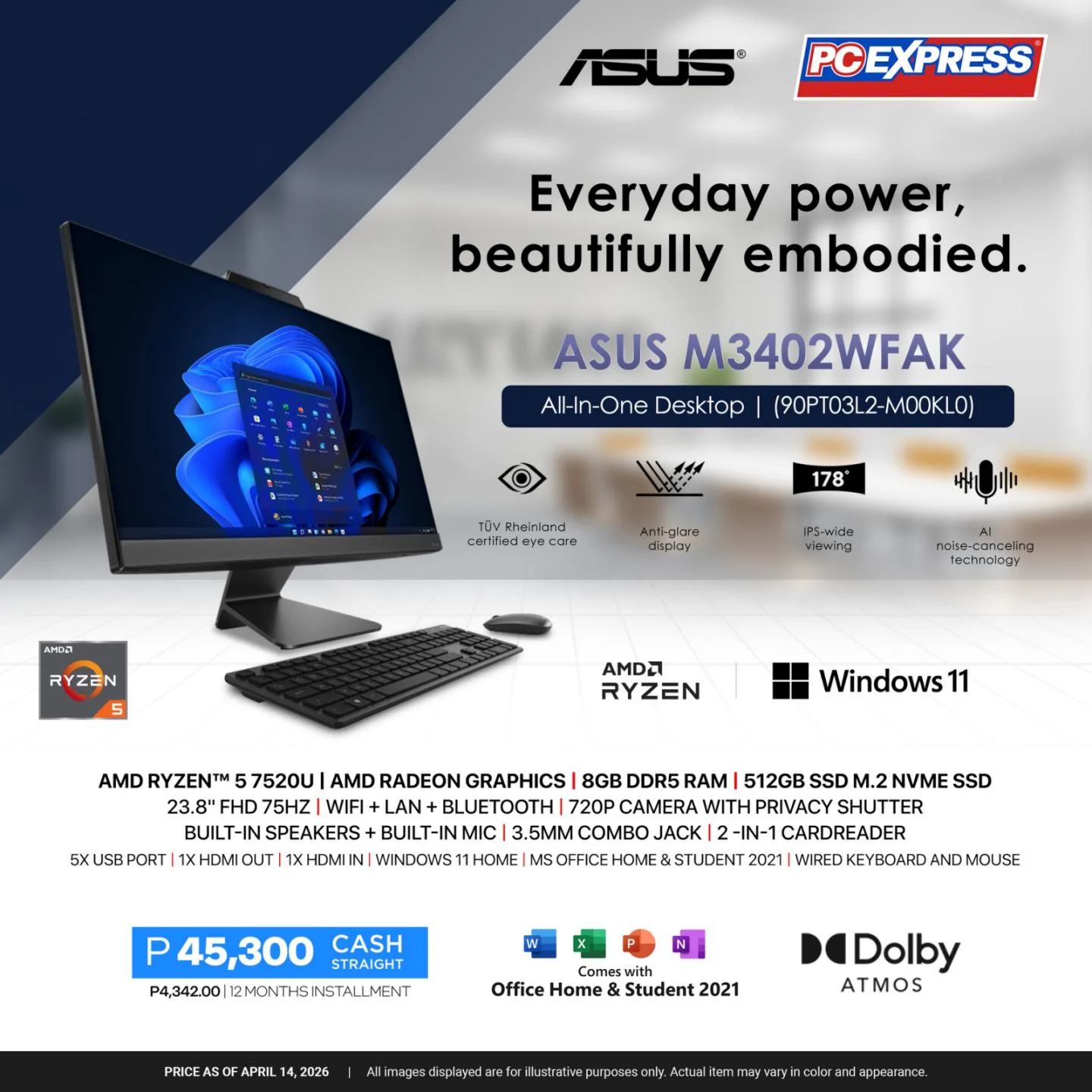 ASUS M3402WFAK-BPC002WS (90PT03L2-M00KL0) All-in-One Desktop