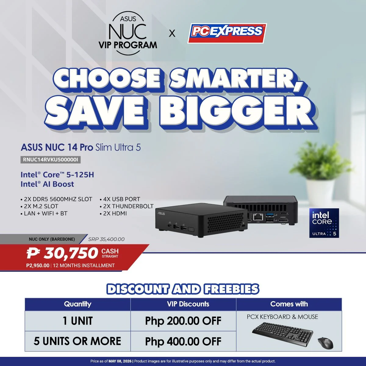 ASUS NUC 14 PRO SLIM CU5 - (RNUC14RVKU500000I) Intel® Core™ 5 Mini Desktop