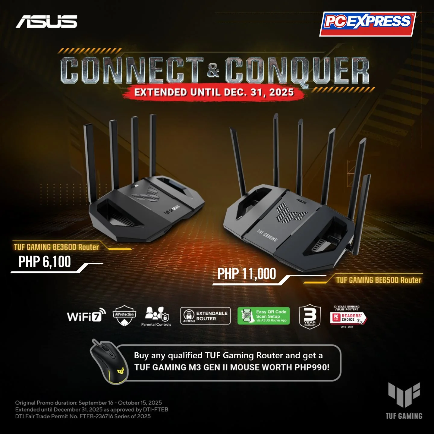 ASUS TUF Gaming BE6500 Dual Band WiFi 7 Gaming Router
