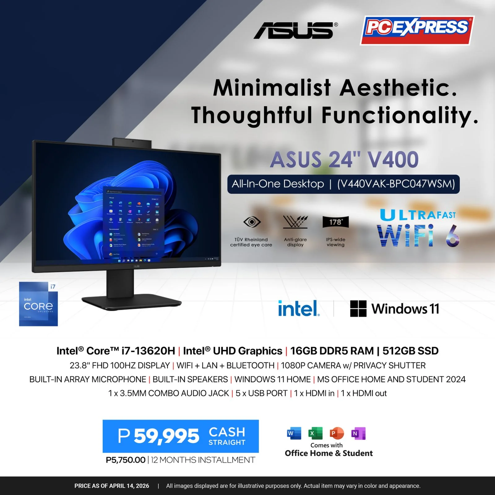 ASUS V400 (V440VAK-BPC047WSM) All-in-One Desktop
