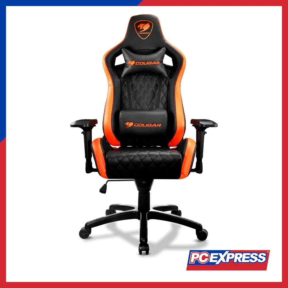 COUGAR Armor S Gaming Chair - Black/Orange PVC Leather