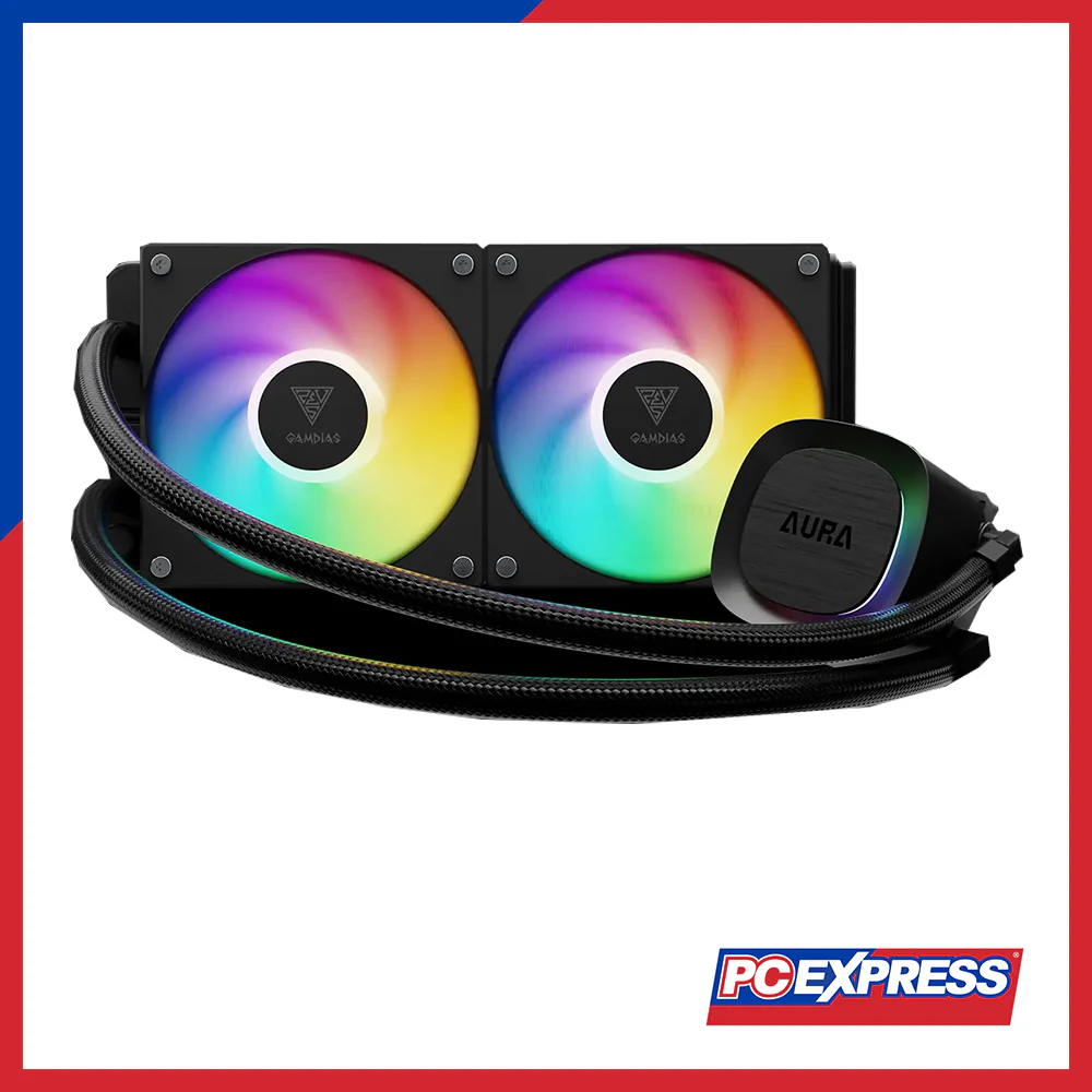 GAMDIAS Aura GL240 V2 Performance RGB Liquid Cooler Fan - Black - Image 2