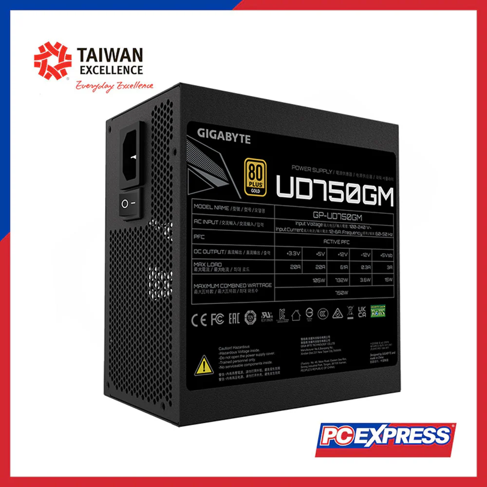 GIGABYTE 750W GP-UD750GM 80+ GOLD Fully Modular Power Supply - Image 4