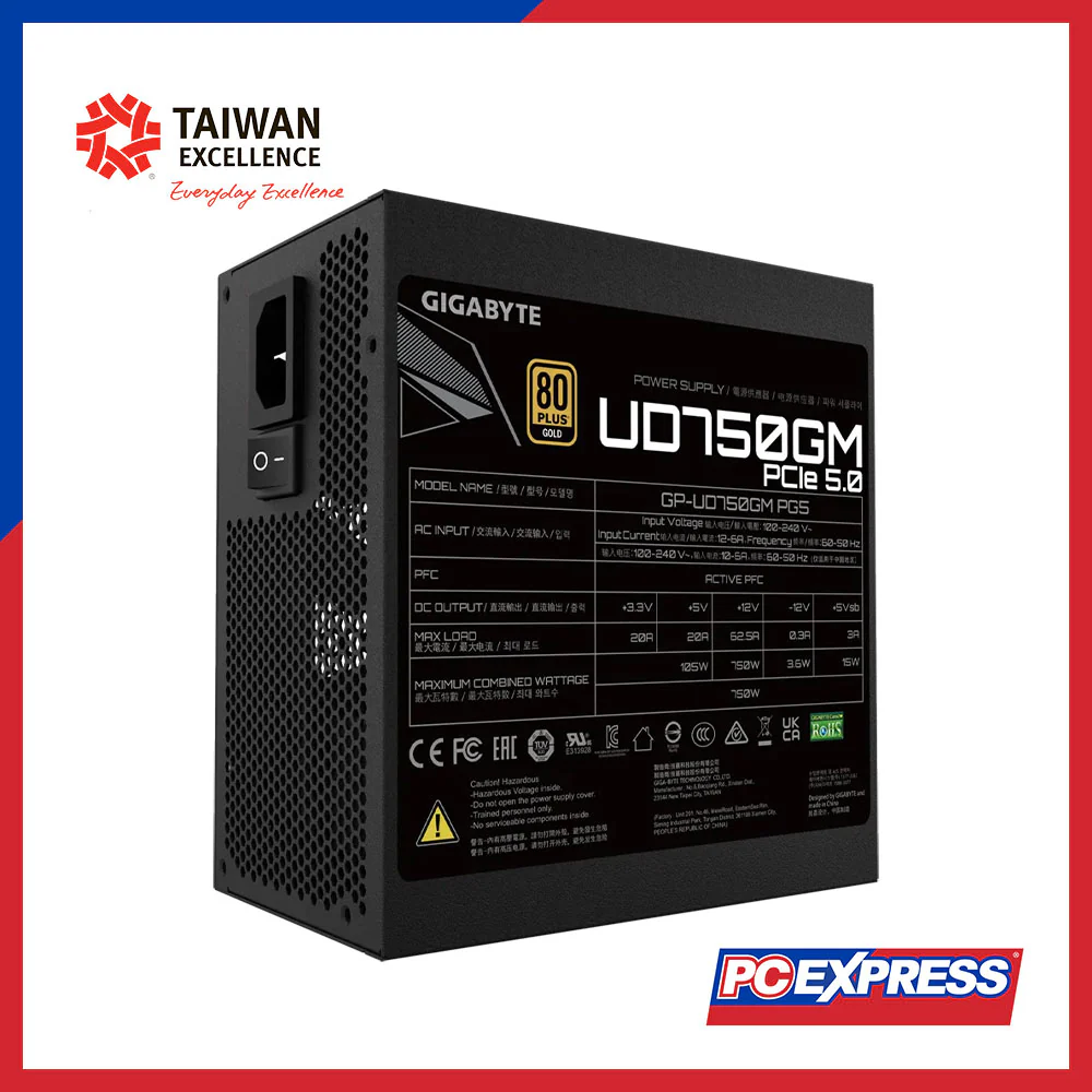 GIGABYTE 750W GP-UD750GM-PG5 80+ Gold Modular Power Supply - Image 9