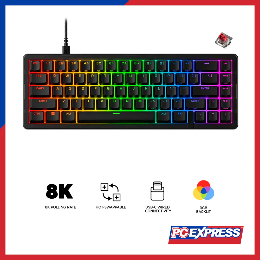 HYPERX Origins 2 65 (B4QS3AA) Red Linear Switch RGB Wired Mechanical Gaming Keyboard - Black - Image 2