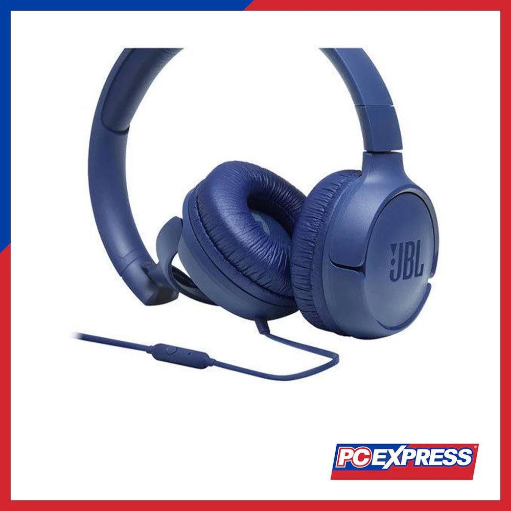 JBL Tune 500 Wired On-Ear Headphones - Blue - Image 3