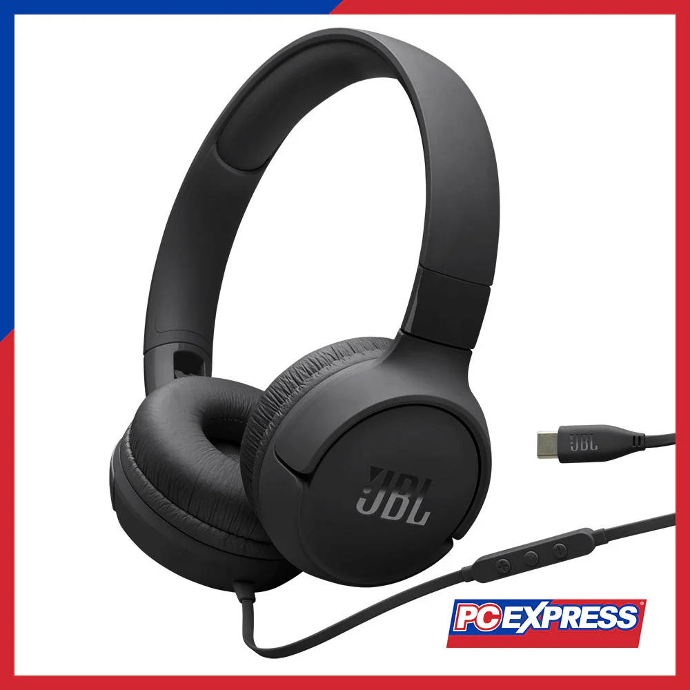 JBL Tune 520C USB-C Wired On-Ear Headphones - Black