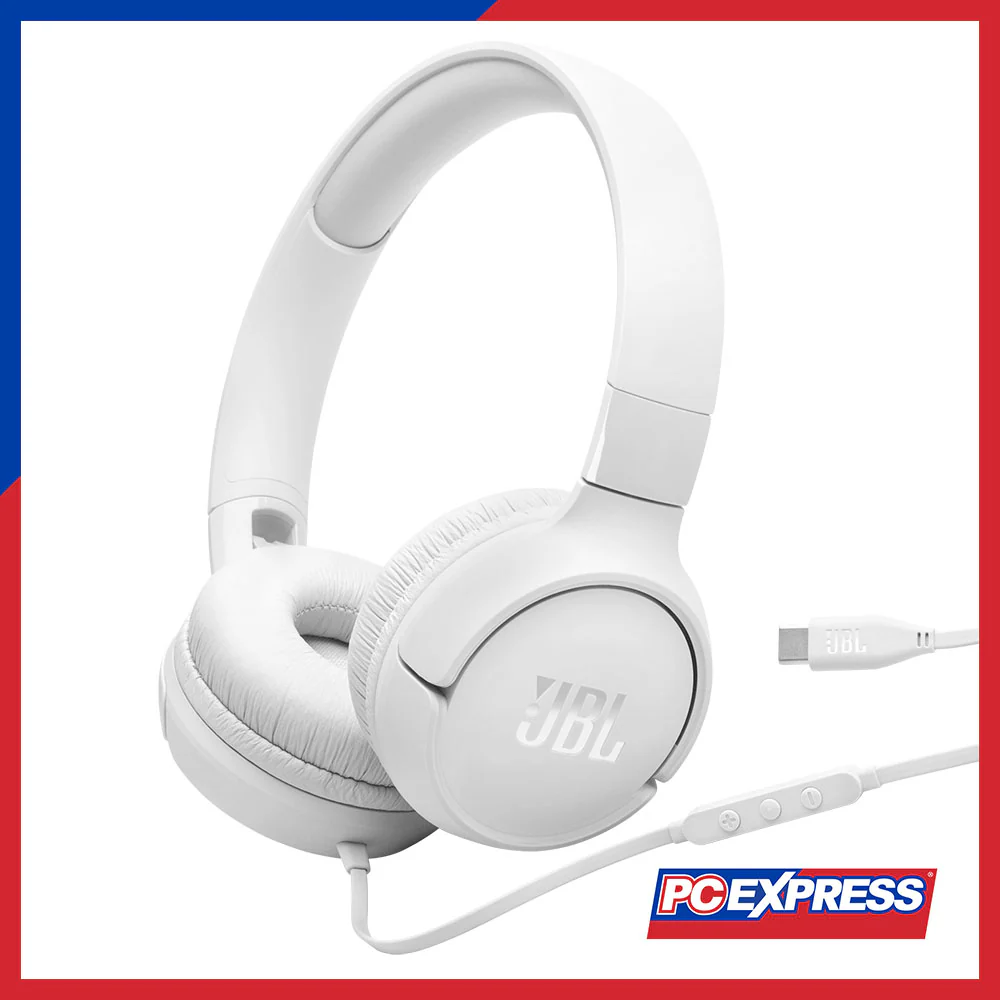 JBL Tune 520C USB-C Wired On-Ear Headphones - White