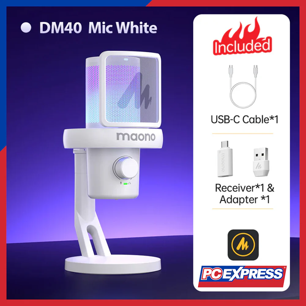 MAONO DM40 USB/Wireless Gaming Desktop Microphone - White - Image 2