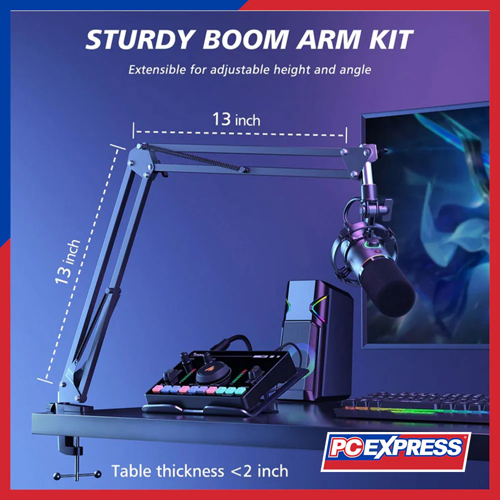 MAONO PD200XS USB/XLR Dynamic Microphone Set with Boom Arm (Black) - Image 6
