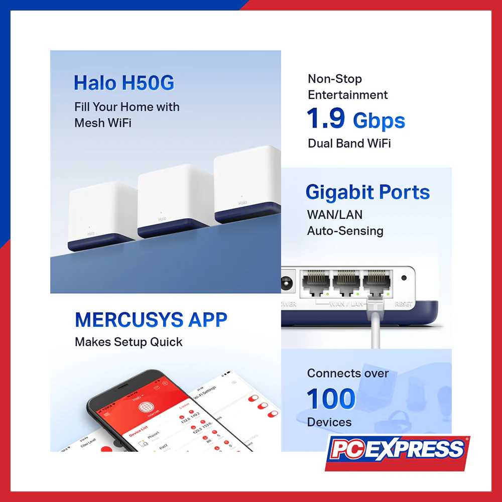 MERCUSYS Halo H50G AC1900 Whole Home Mesh Wi-Fi System (3-Pack) - Image 2