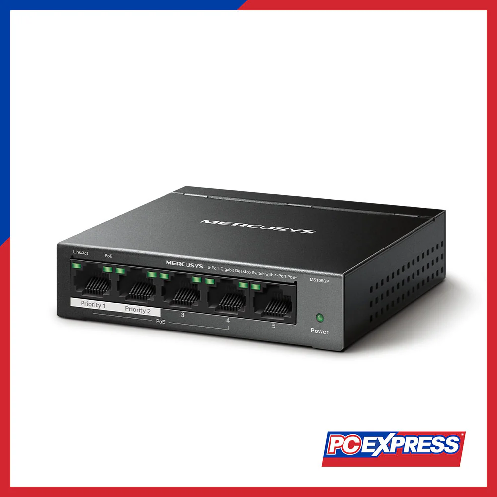 MERCUSYS MS105GP 5-Port Gigabit Desktop Switch with 4-Port PoE+ - Image 3