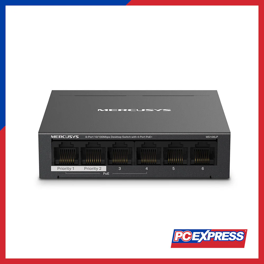 MERCUSYS MS106LP 6-Port 10/100Mbps Desktop Switch with 4-Port PoE+