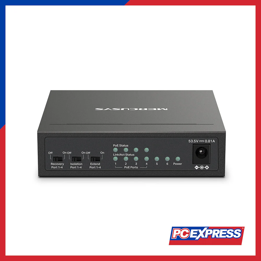 MERCUSYS MS106LP 6-Port 10/100Mbps Desktop Switch with 4-Port PoE+ - Image 3