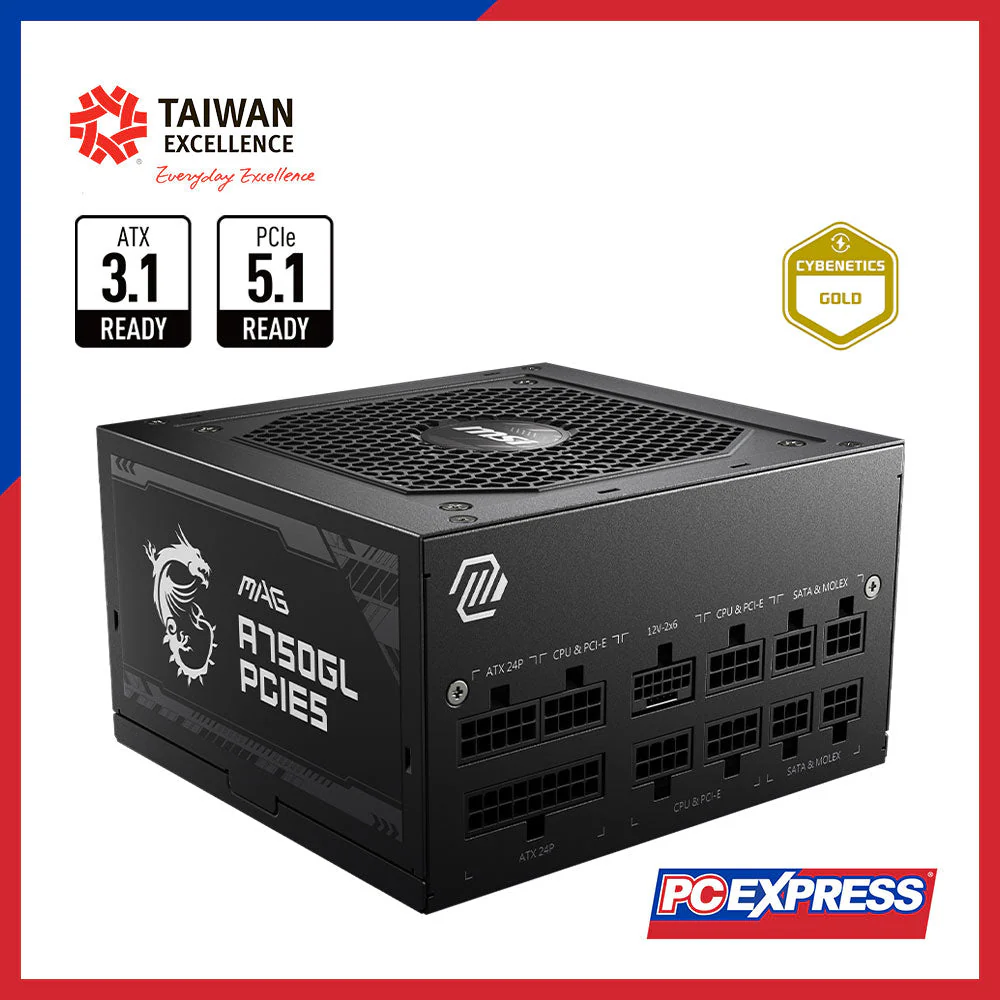 MSI 750W MAG A750GL ATX 3.1 80+ Gold Fully Modular Power Supply - Image 4