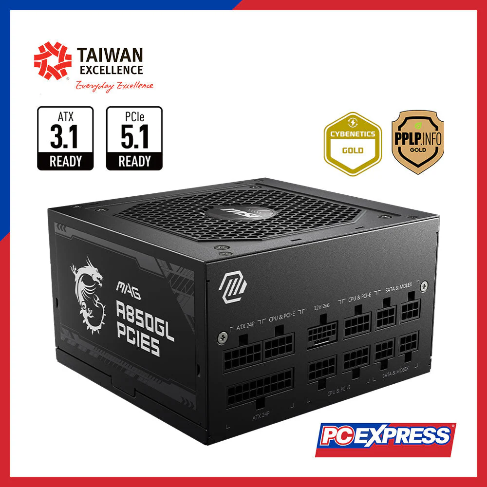 MSI 850W MAG A850GL ATX 3.1 80+ Gold Fully Modular Power Supply - Image 4