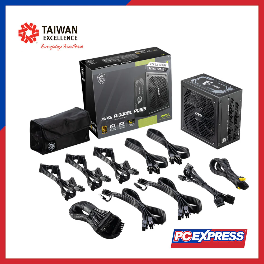 MSI MAG A1000GL 1000W 80+ Gold ATX 3.1 Full-Modular Power Supply - Image 4