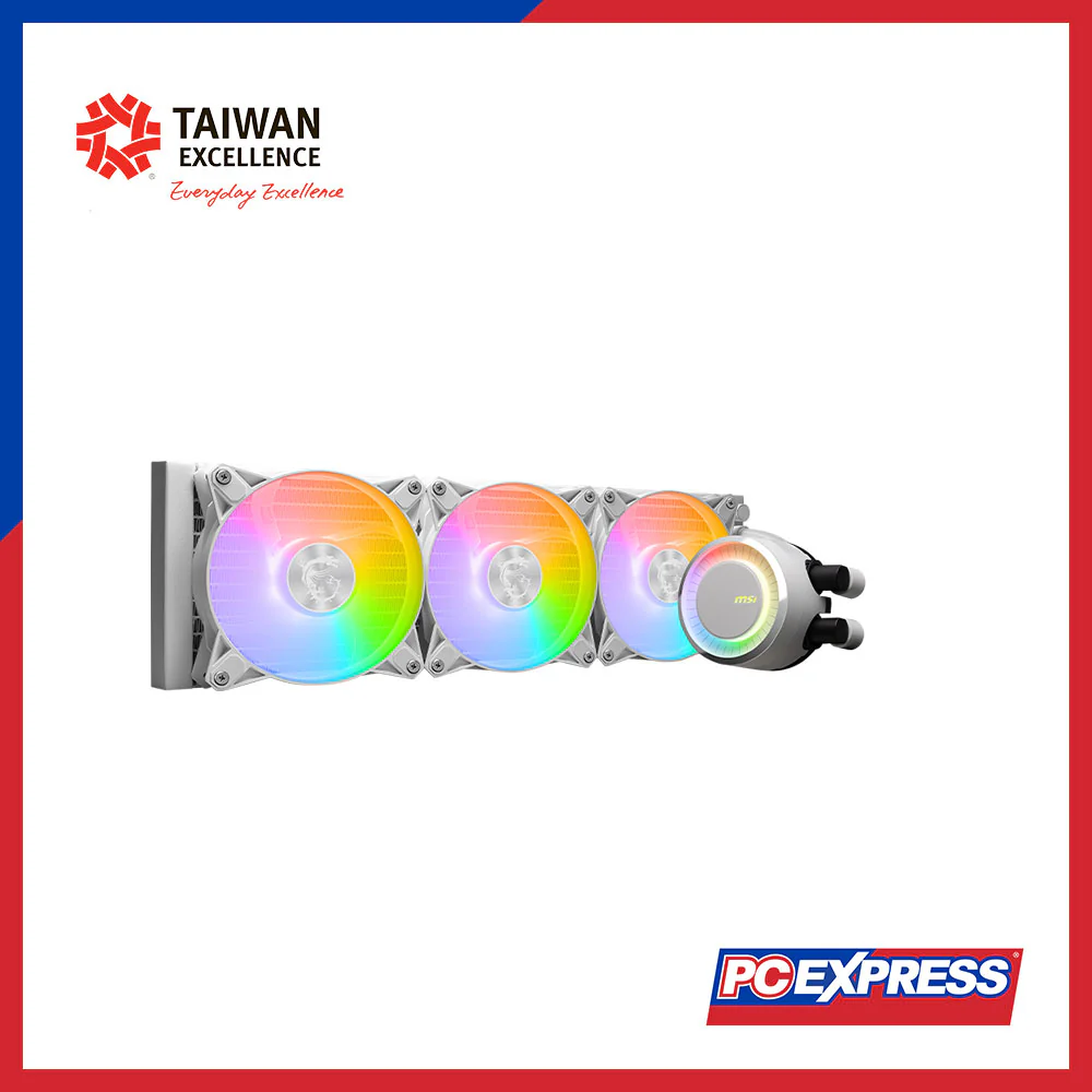 MSI MAG CORELIQUID E360 ARGB AIO CPU Liquid Cooler Fan (White) - Image 3