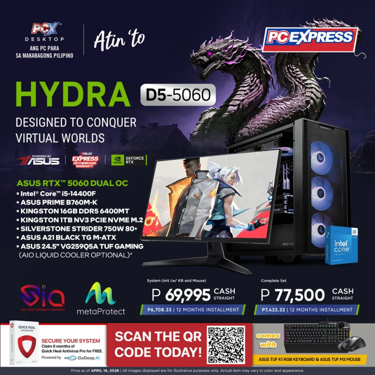 PCX GFH HYDRA (D5-5060) Gaming Desktop - Powered By ASUS