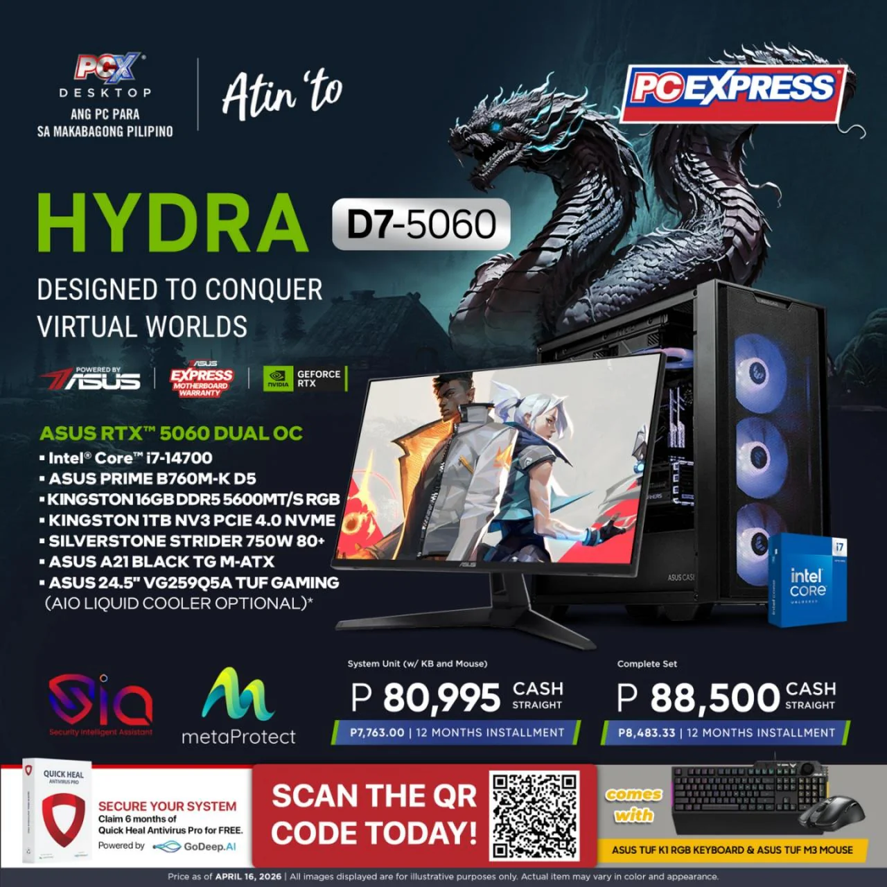 PCX GFH HYDRA (D7-5060) Gaming Desktop - Powered By ASUS
