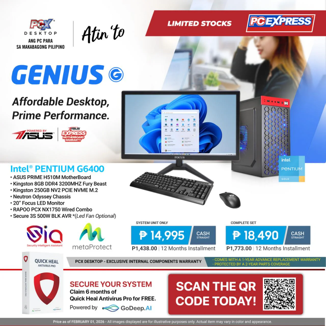 PCX LFH GENIUS G Intel® Pentium G6400 Desktop Package - Powered By ASUS
