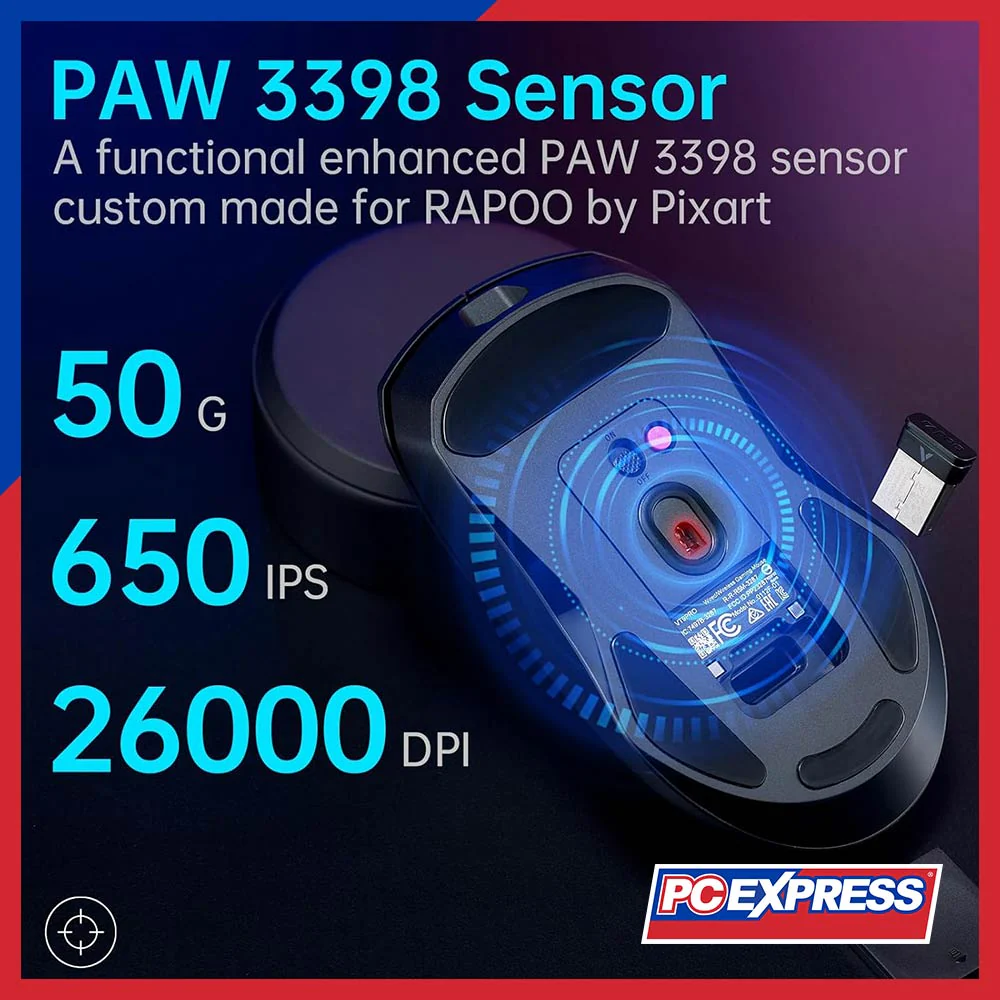 RAPOO VT9 PRO Wireless Gaming Mouse (Black) - Image 2