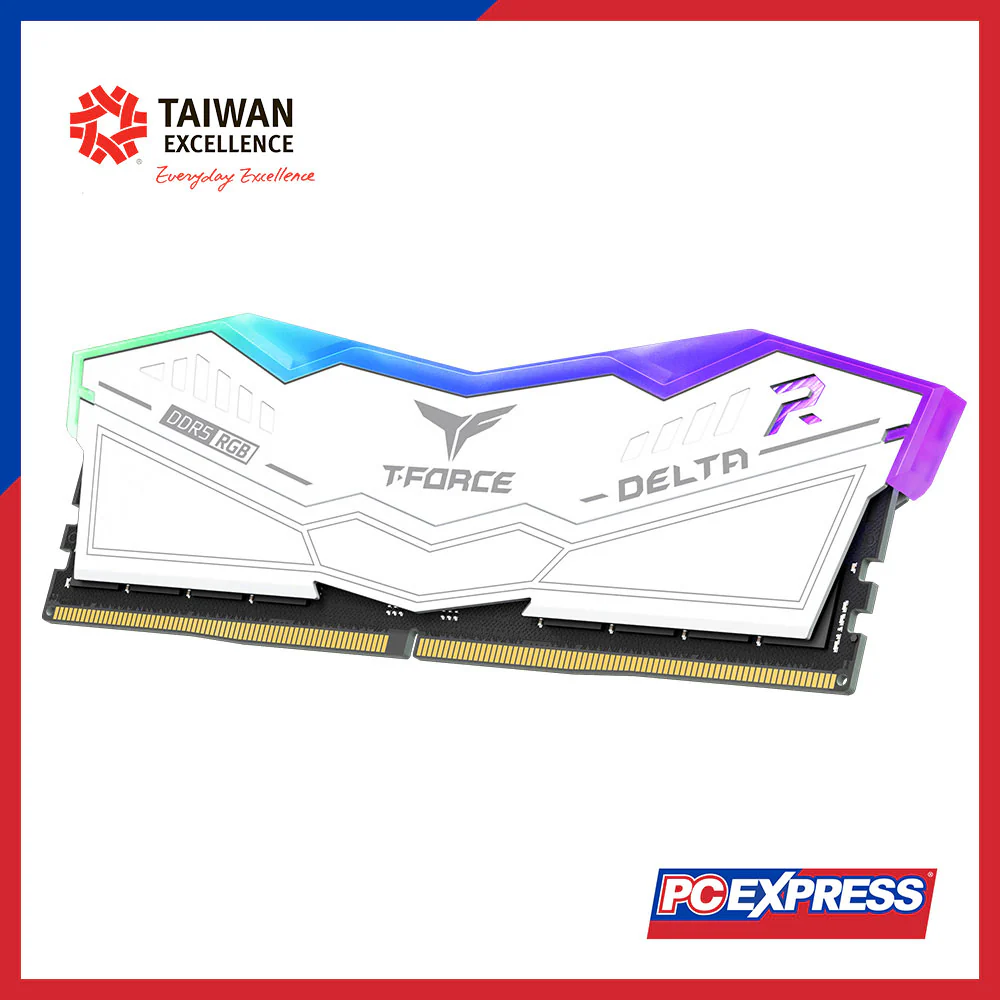 TEAMGROUP 64GB (2x 32GB) DDR5 6000MHz DELTA RGB Desktop Memory - White