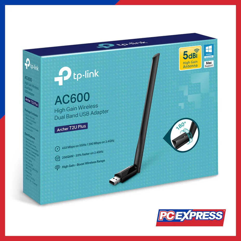 TP-LINK Archer T2U Plus AC600 High Gain Wireless Dual Band USB Adapter - Image 3