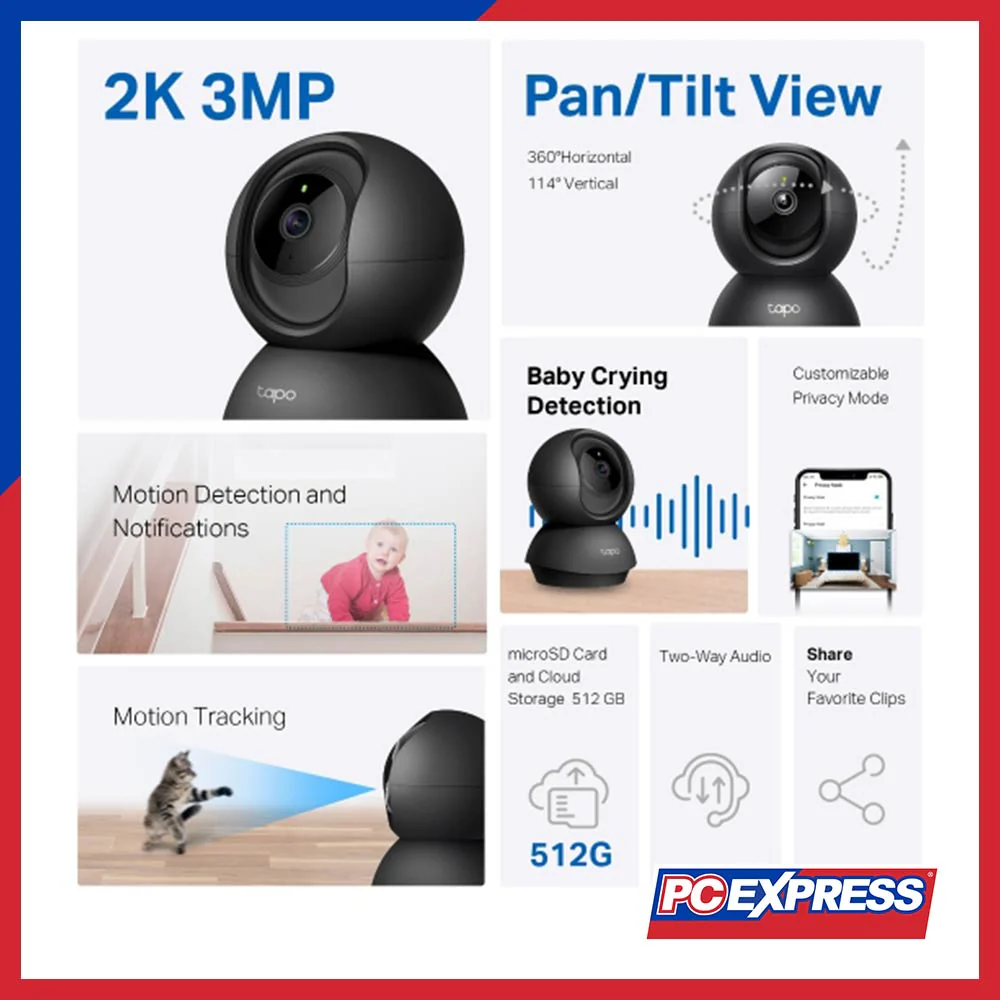 TP-Link Tapo C211 Pan/Tilt Home Security Wi-Fi Camera (Black) - Image 3