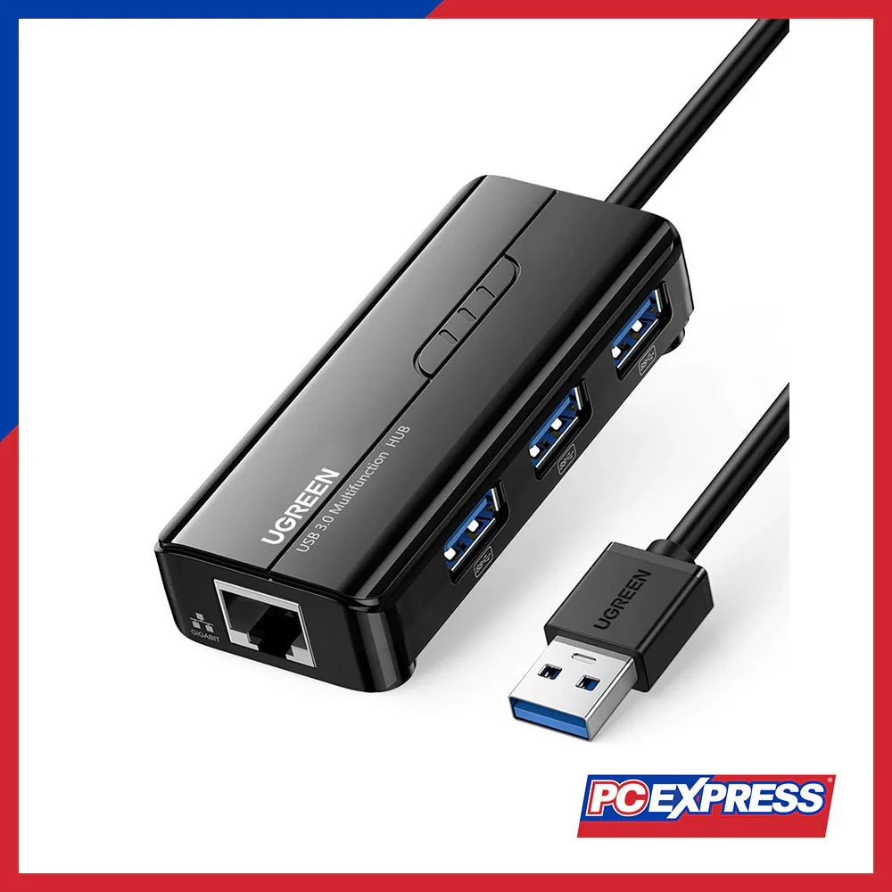 UGREEN (20265) USB 3.0 Hub with Gigabit Ethernet Adapter (Black)