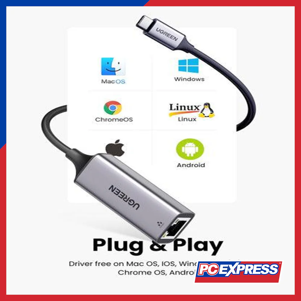 UGREEN CM199/50737 USB-C 3.1 To Gigabit Ethernet Adapter 10CM - Space Gray - Image 2