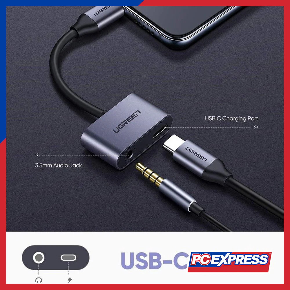 UGREEN Type-C Male To 3.5MM Audio+ Type-C Female Adapter (CM193/50596) - Gray - Image 6
