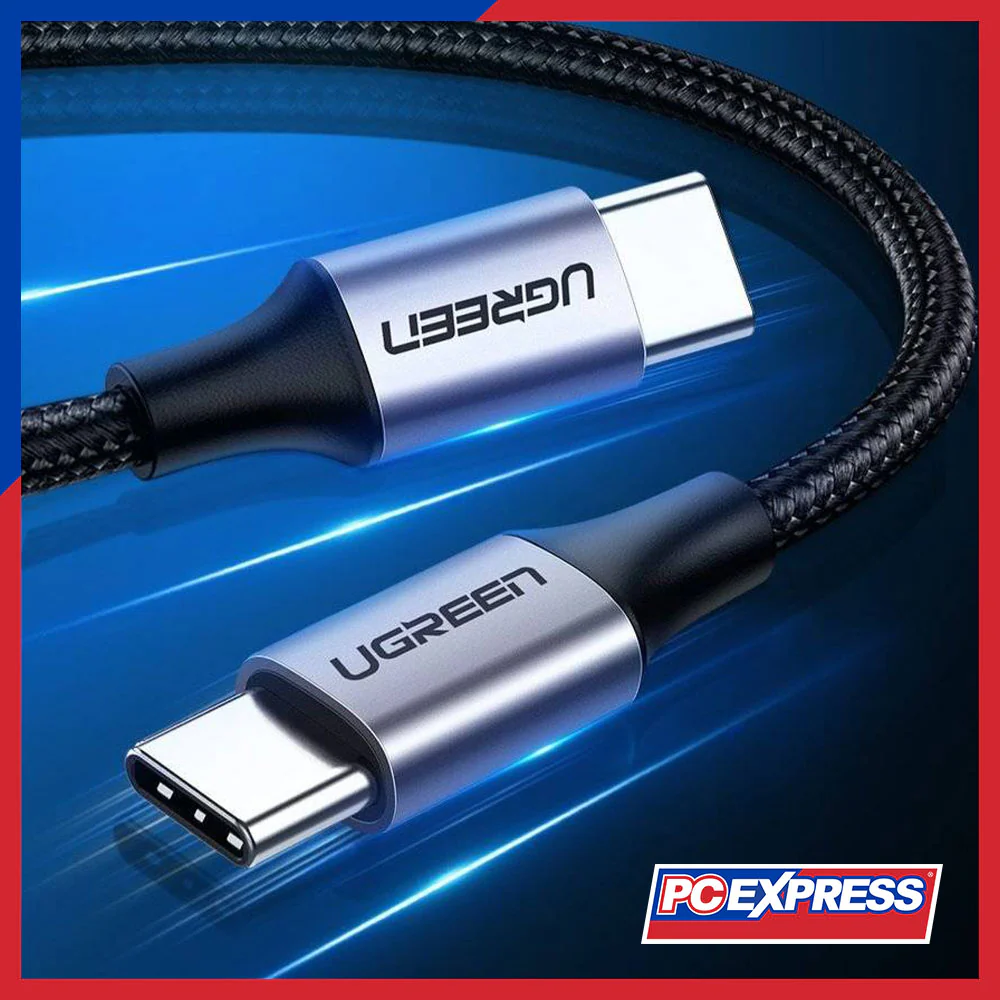 UGREEN (US261/50150) USB-C 2.0 Male To USB-C 2.0 Male 3A Data Cable 1m (Gray/Black) - Image 2
