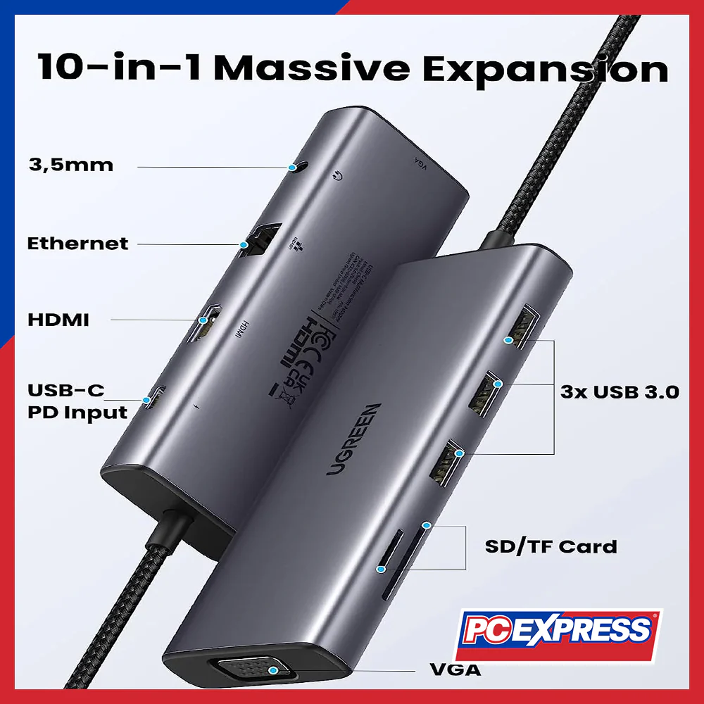 UGREEN USB-C 10-In-1 Multifunction Adapter (CM498/15601) - Gray - Image 6