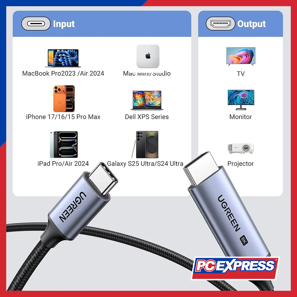 UGREEN USB-C To HDMI 8K Adapter 1m (CM565/35596) - Image 2
